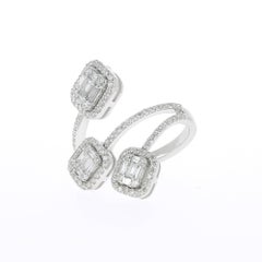 1.08 carats GVS Round/Baguette Diamond Ring Trilogy Illusion Emerald-Cut 18KGold