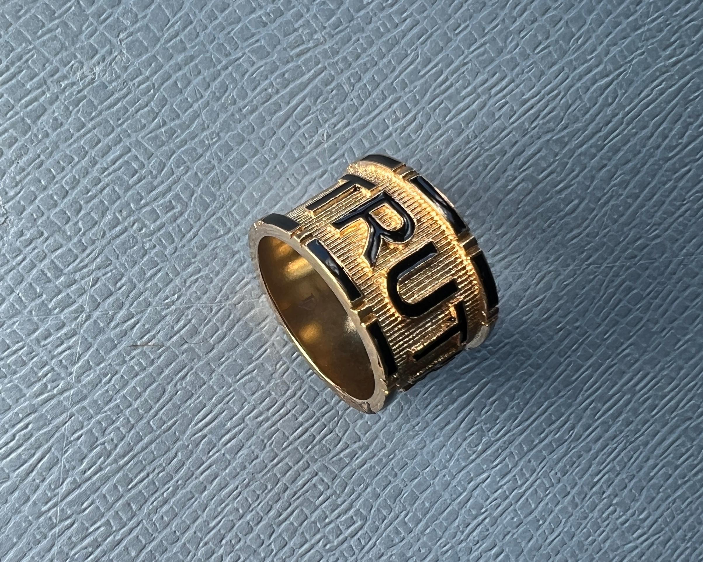 Victorian Style Ring Truth Black Enamel For Sale 6
