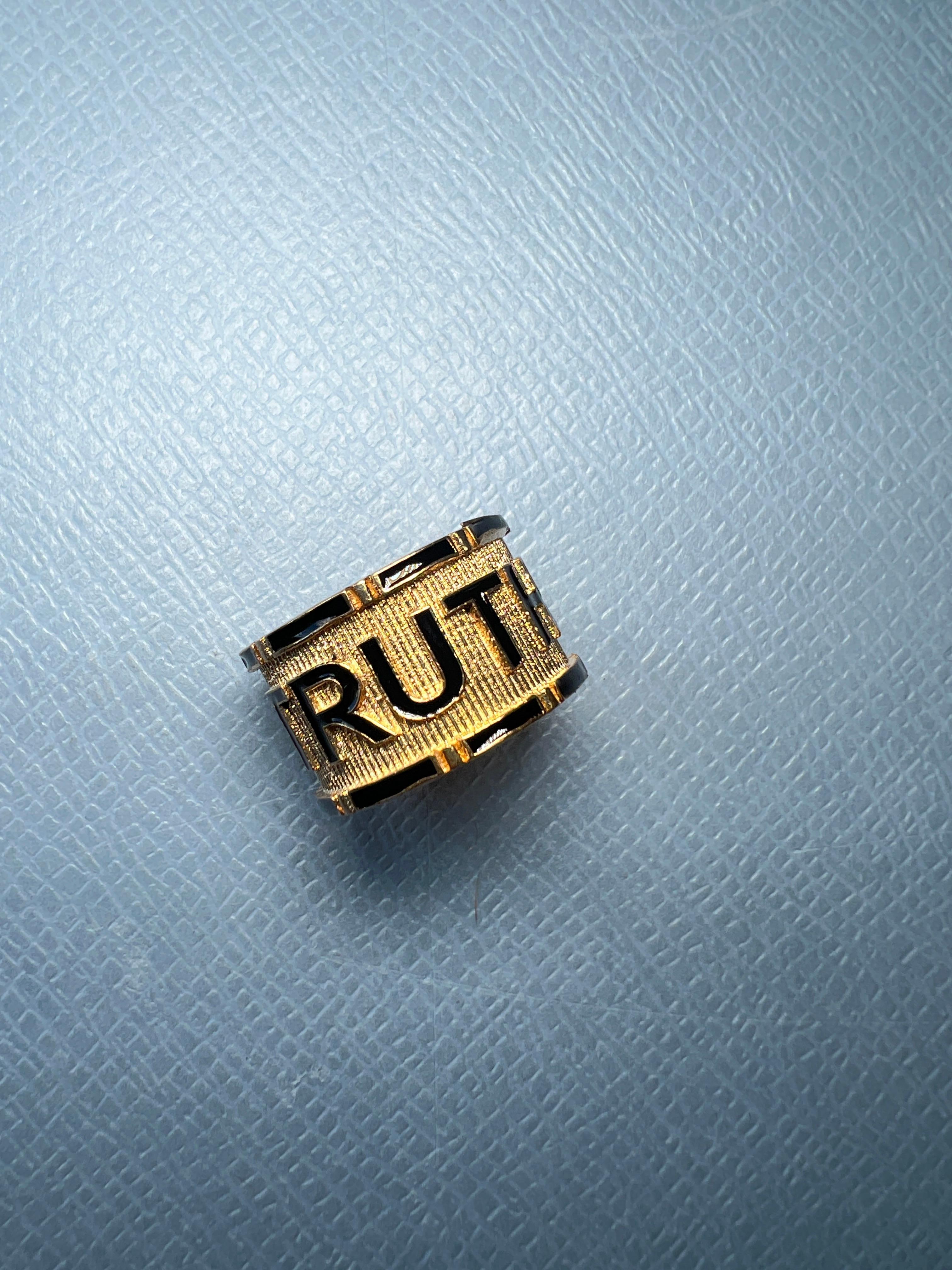 Women's Victorian Style Ring Truth Black Enamel For Sale