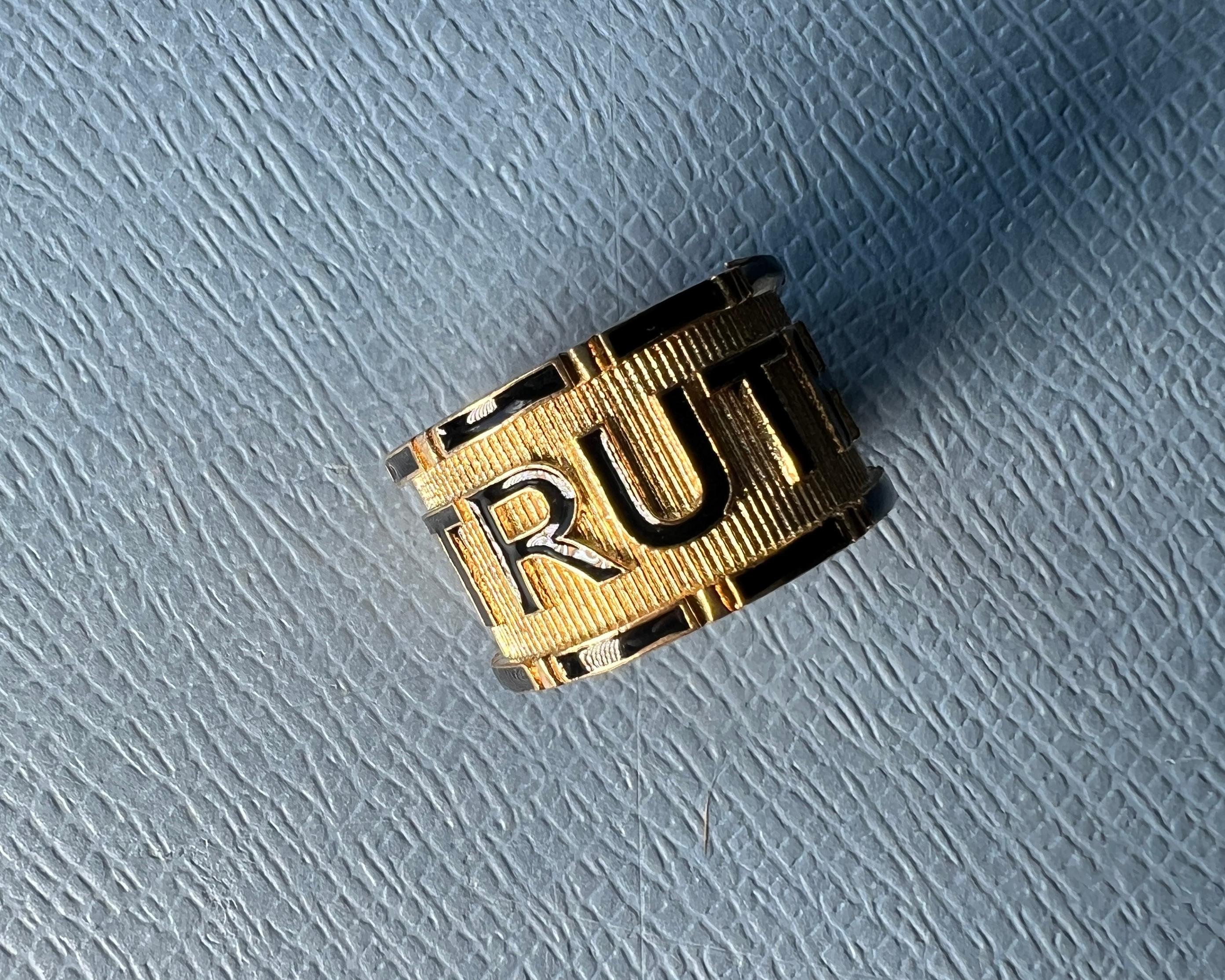 Victorian Style Ring Truth Black Enamel For Sale 1
