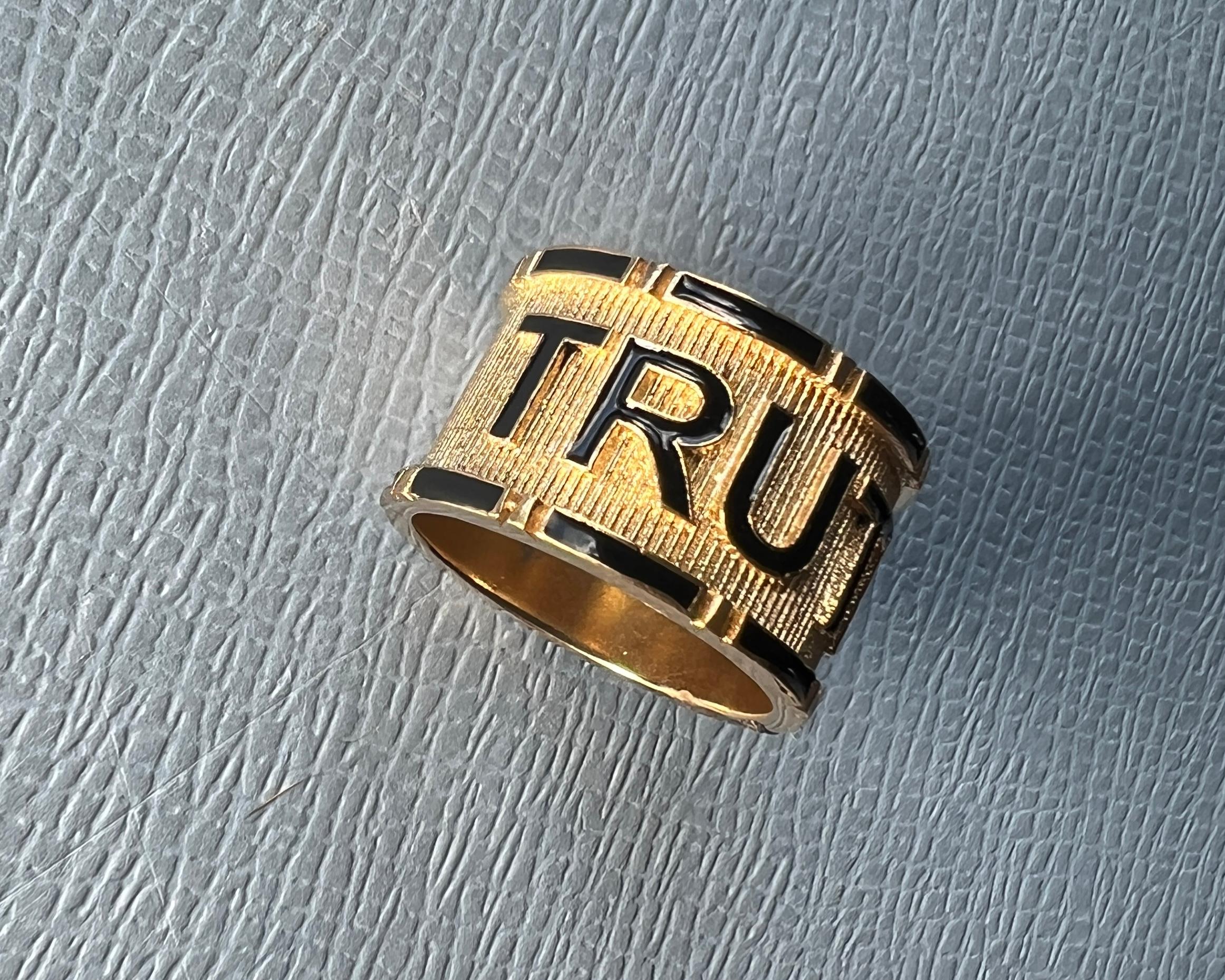 Victorian Style Ring Truth Black Enamel For Sale 2