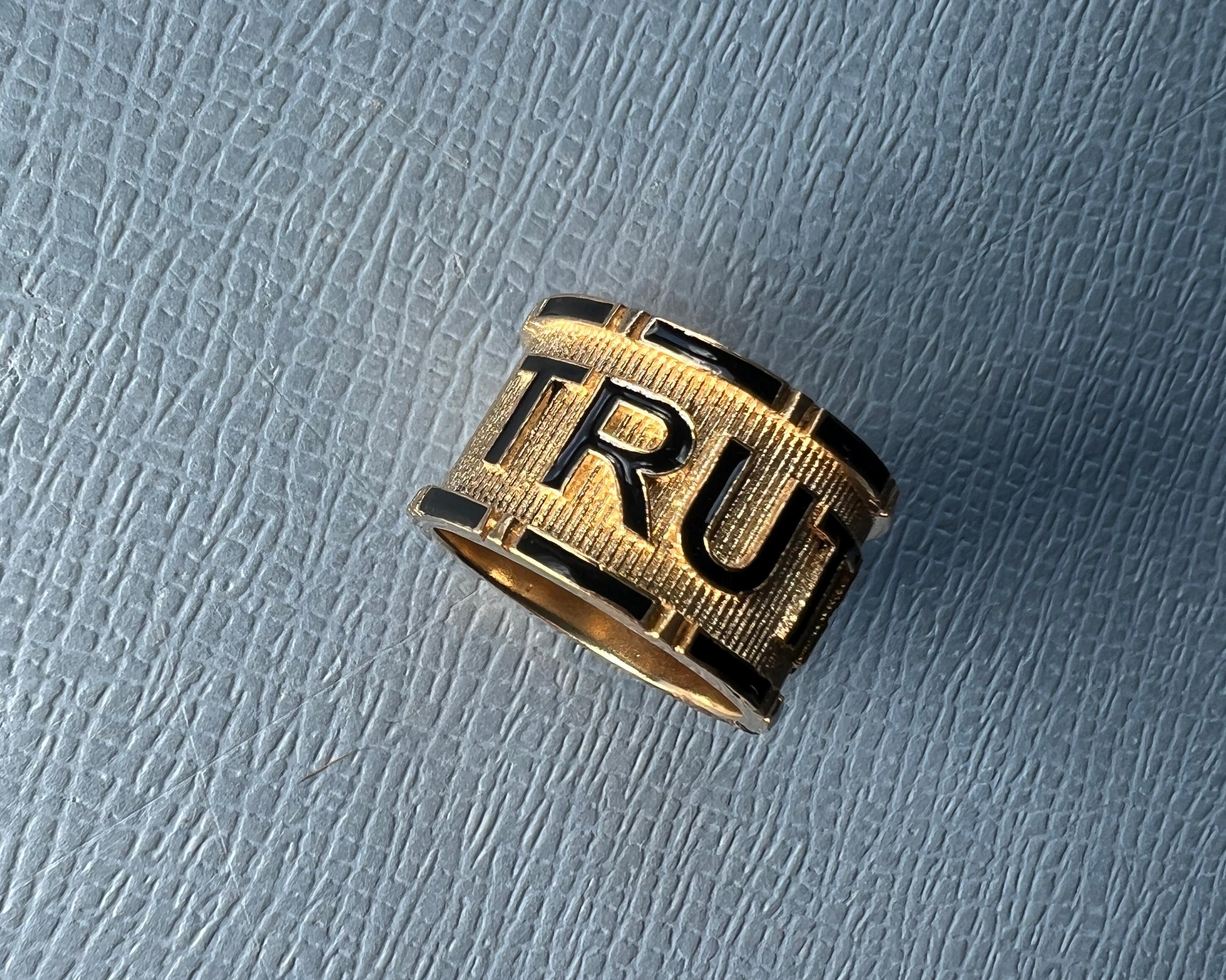 Victorian Style Ring Truth Black Enamel For Sale 4