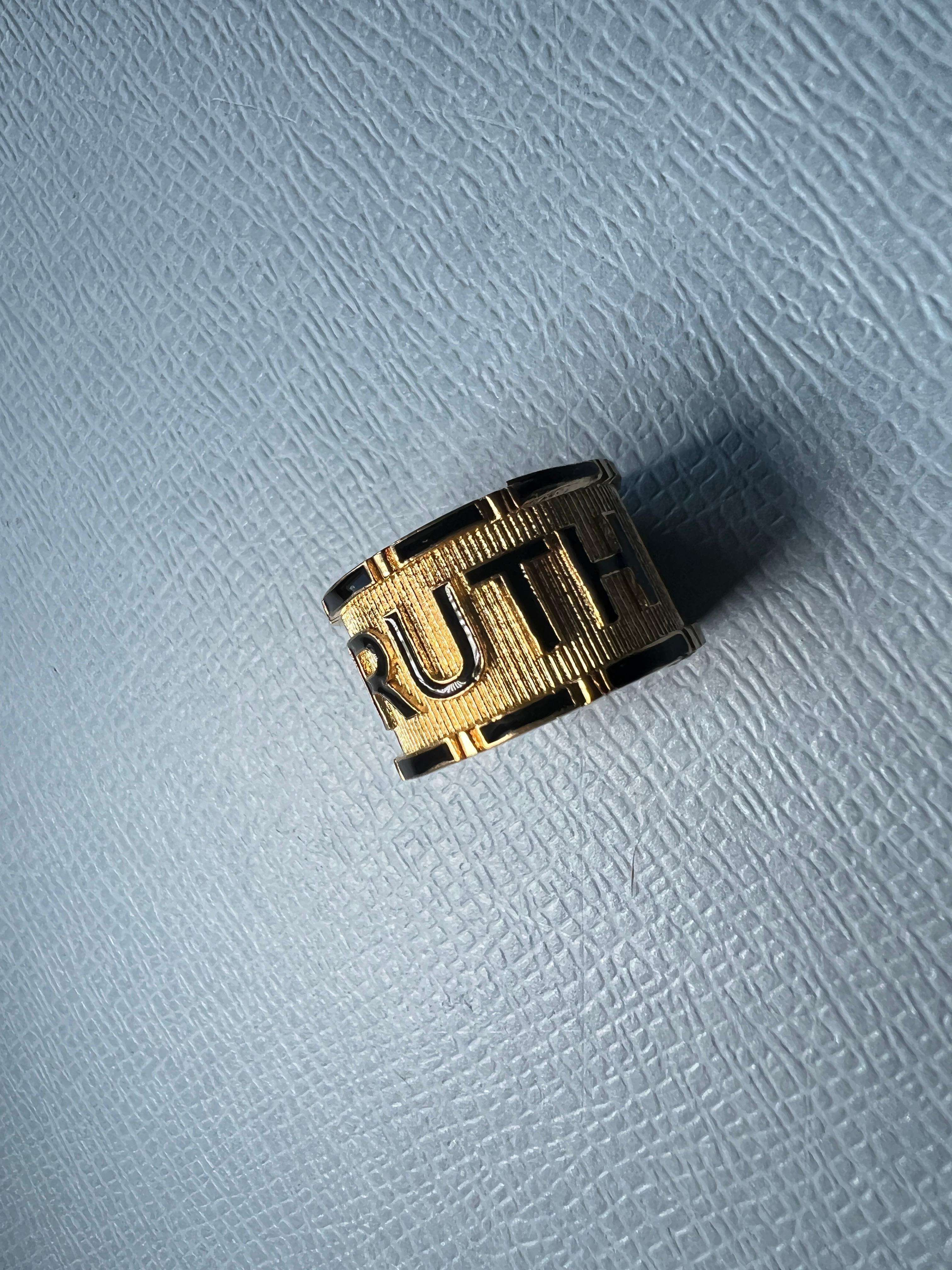 Victorian Style Ring Truth Black Enamel For Sale 5