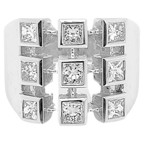 Ring White Gold & Princess Cut Diamonds For Sale