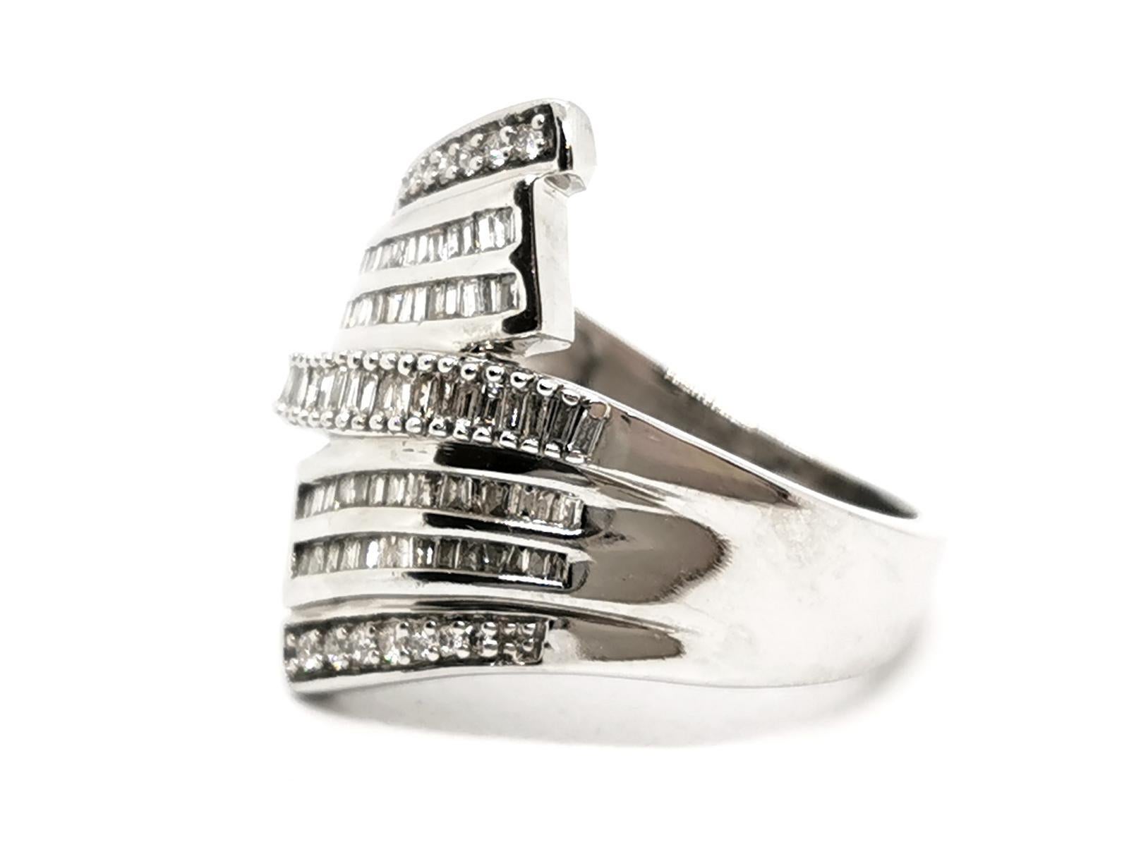 Baguette Cut Ring White Gold Diamond For Sale