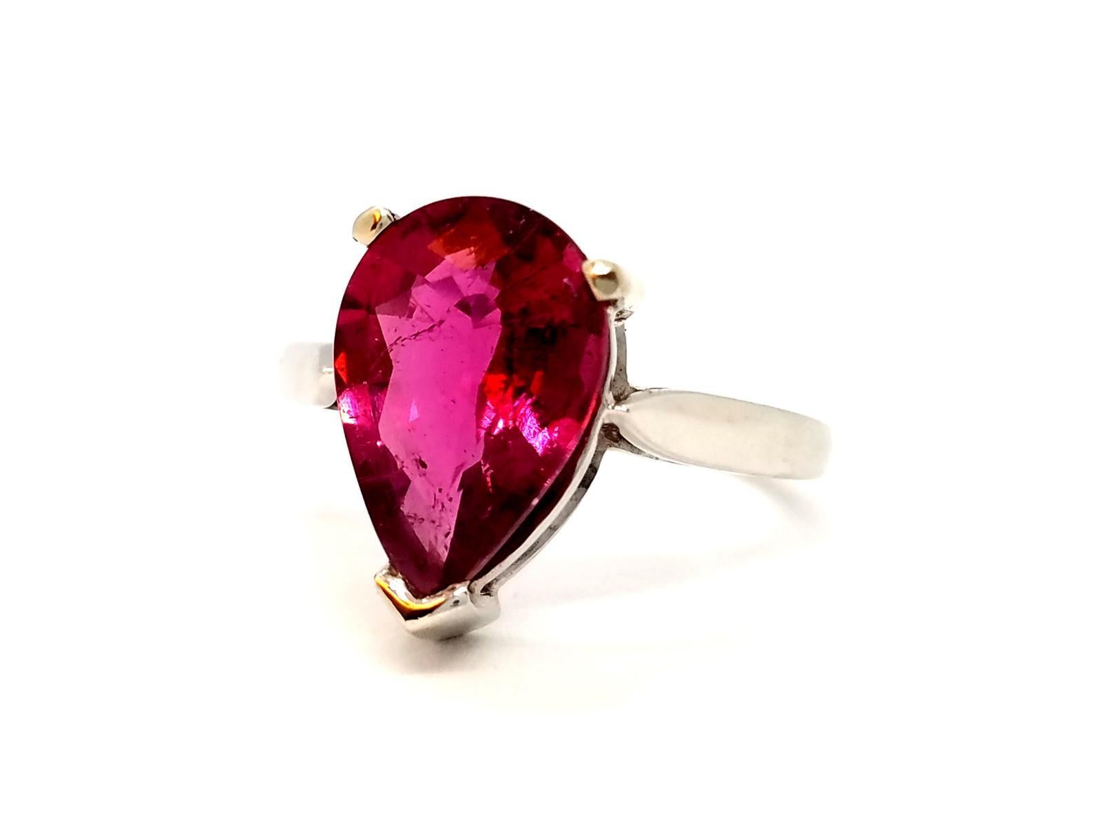Ring White Gold Rubelite In New Condition For Sale In PARIS, FR