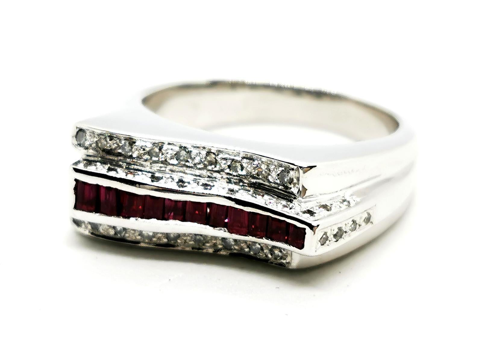 Baguette Cut Ring White Gold Ruby For Sale