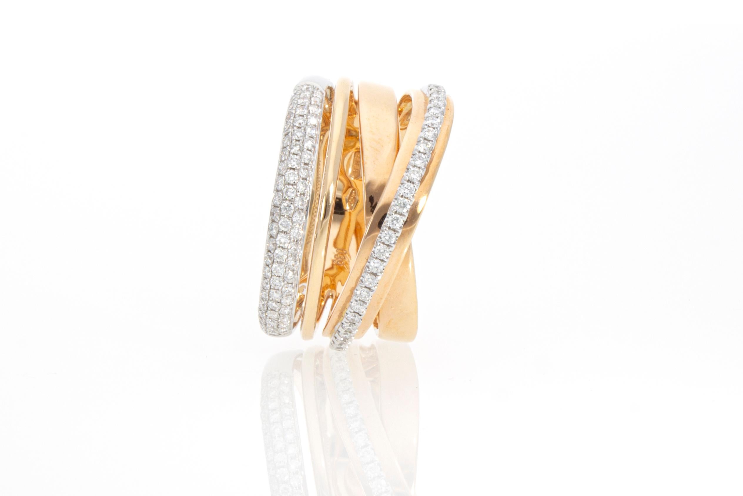 Bague croisée en or rose 18 carats avec 0,39 carat de diamants, modèle croisé en vente 7