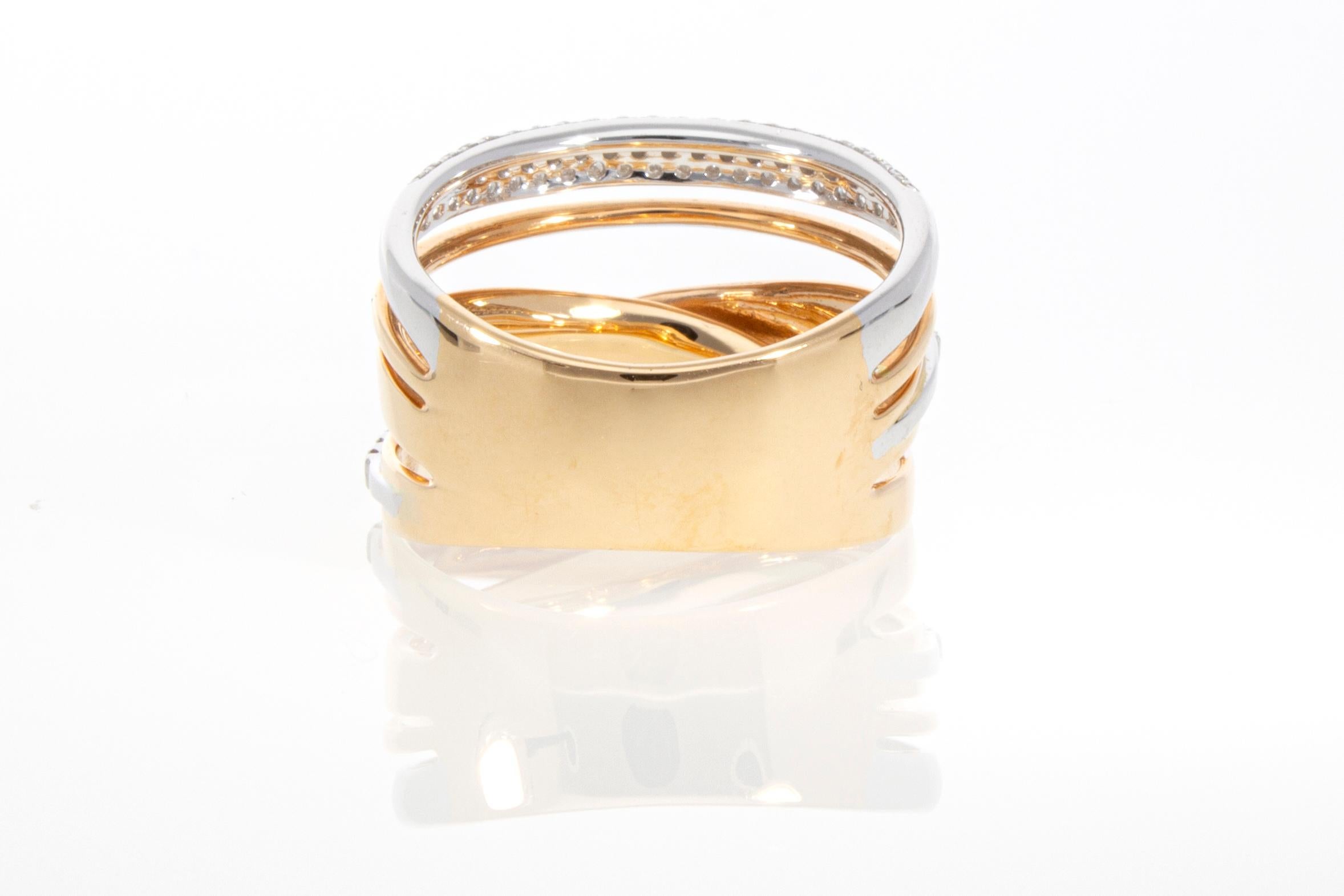 Bague croisée en or rose 18 carats avec 0,39 carat de diamants, modèle croisé en vente 11