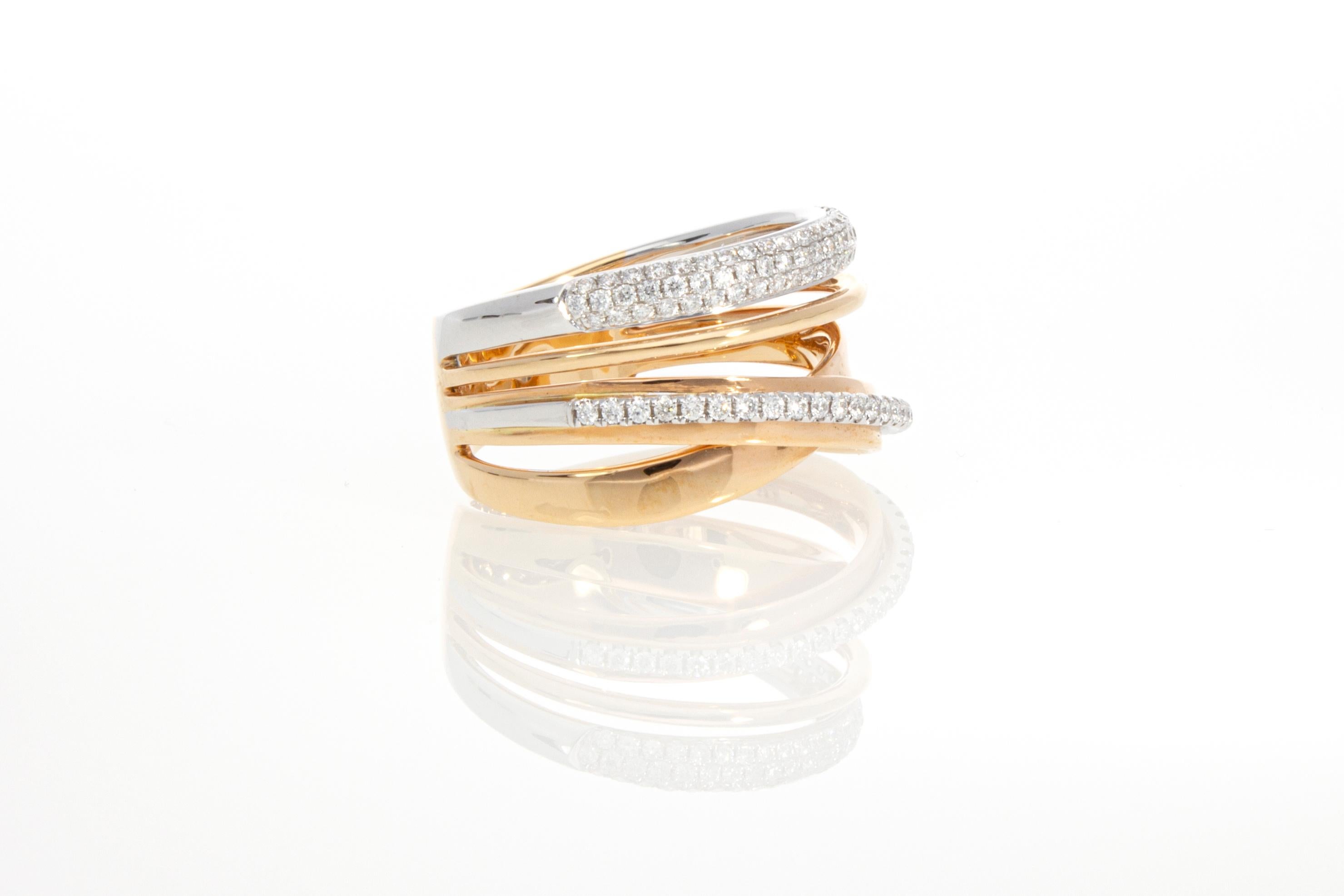 Bague croisée en or rose 18 carats avec 0,39 carat de diamants, modèle croisé en vente 13