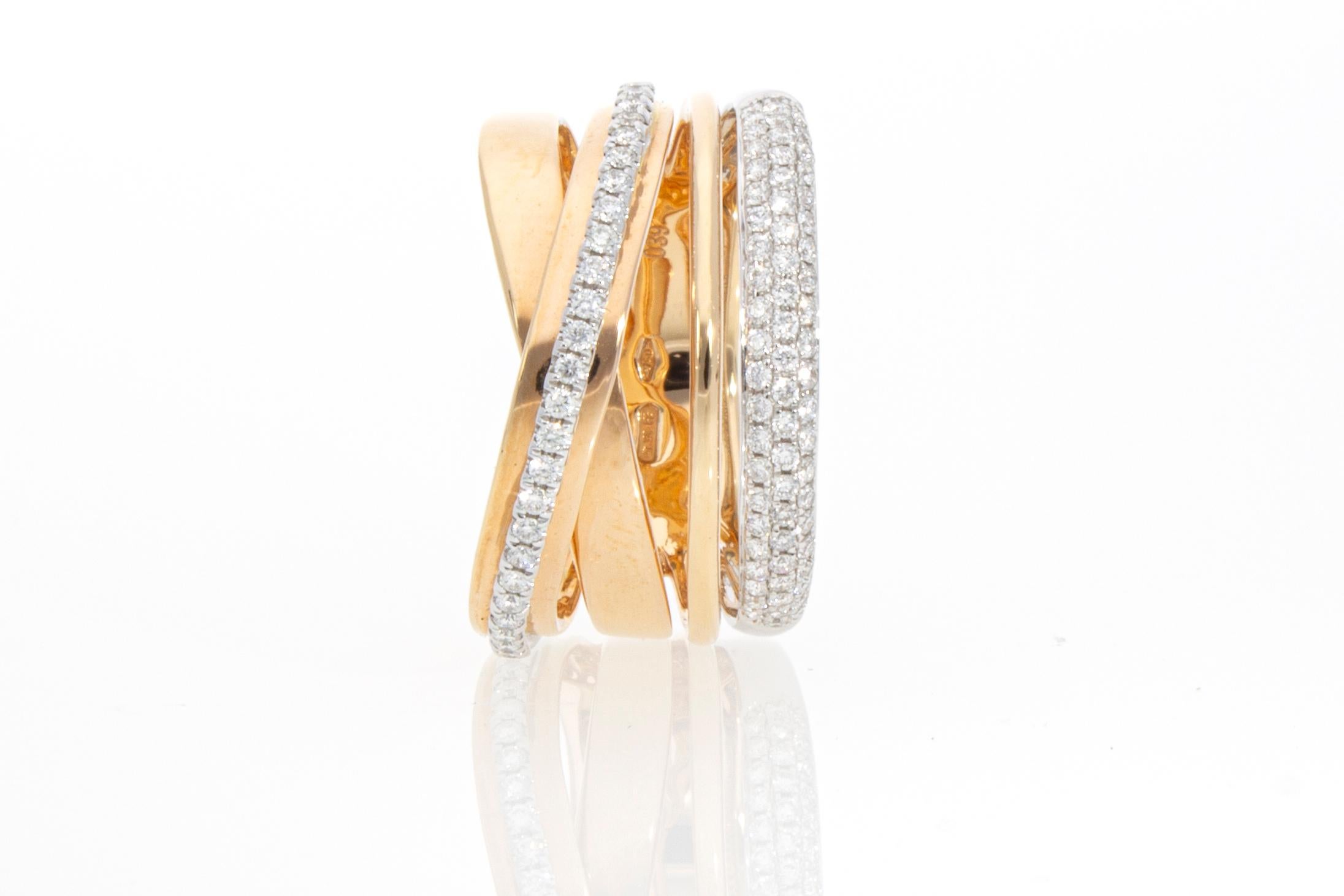 Bague croisée en or rose 18 carats avec 0,39 carat de diamants, modèle croisé Neuf - En vente à Rome, IT