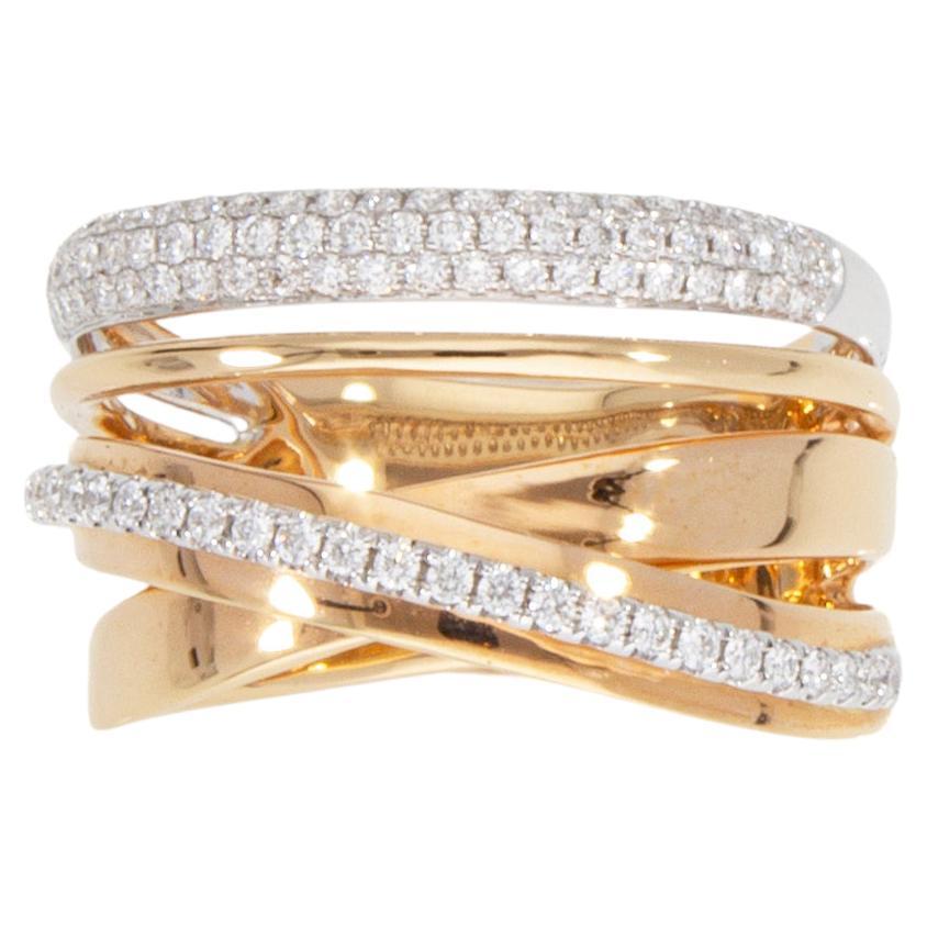 Bague croisée en or rose 18 carats avec 0,39 carat de diamants, modèle croisé en vente