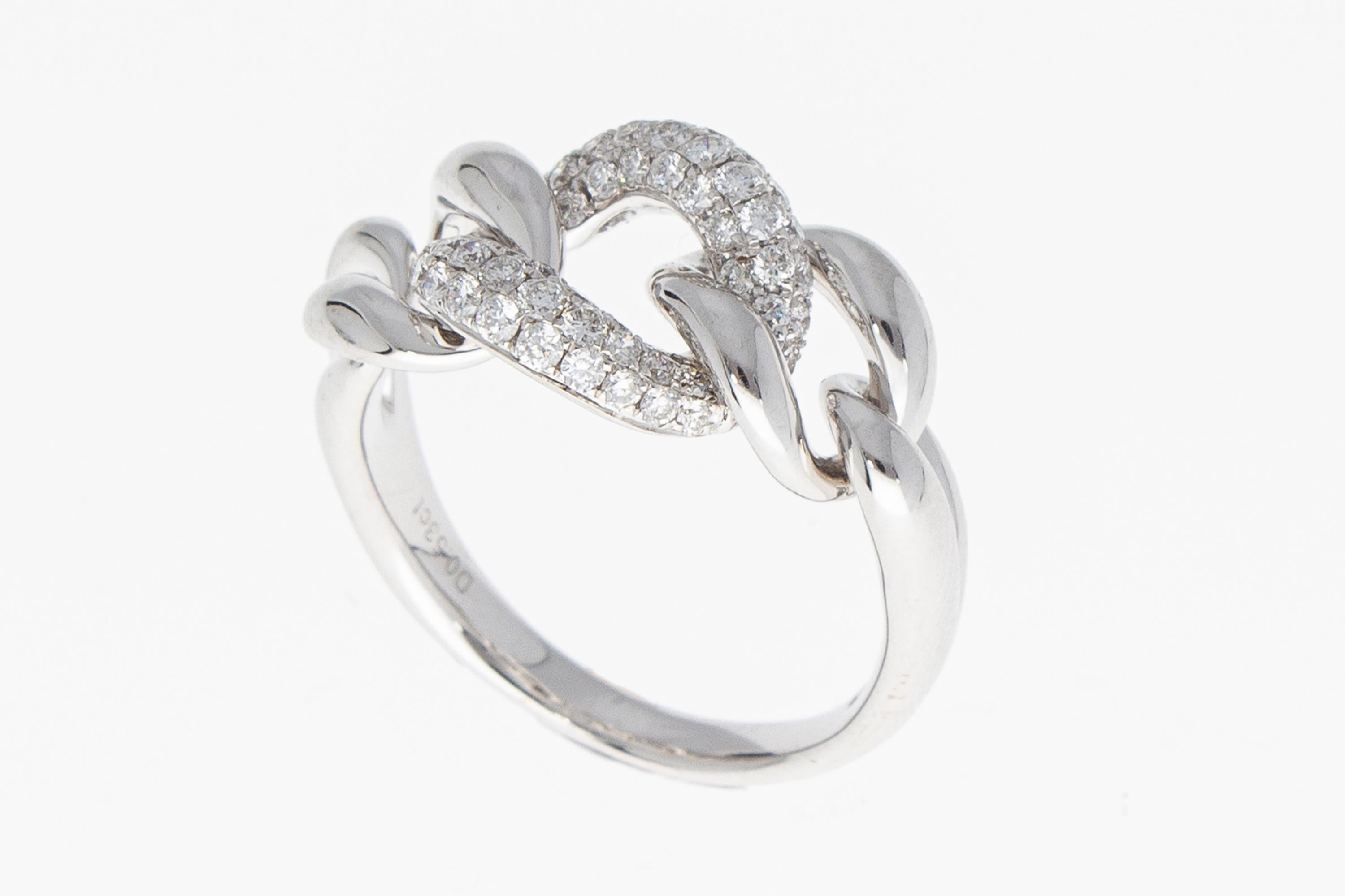 Ring mit 0,52 Karat Diamanten an einer Groumette-Kette aus 18 Karat Gold, hergestellt in Italien im Angebot 9