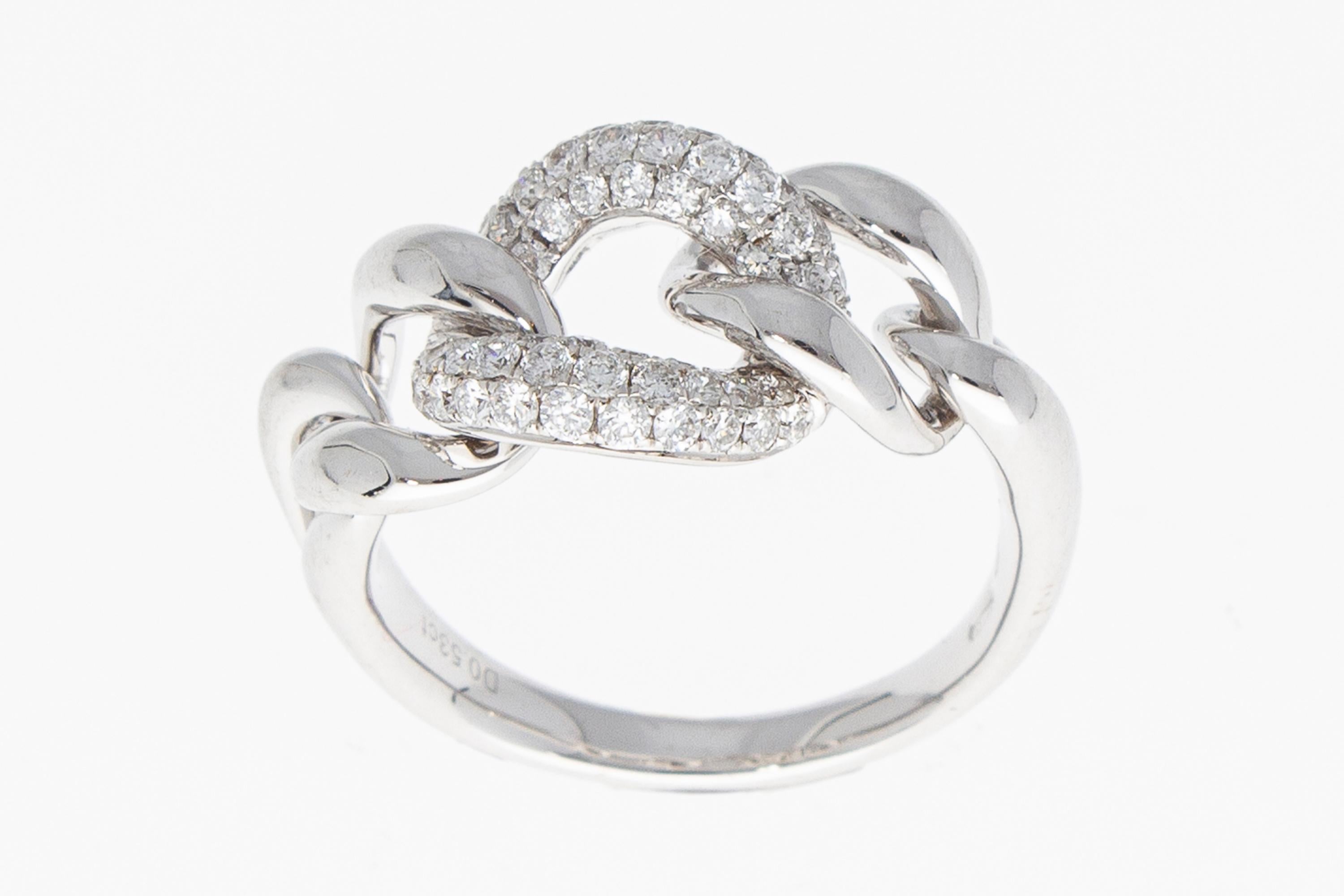 Ring mit 0,52 Karat Diamanten an einer Groumette-Kette aus 18 Karat Gold, hergestellt in Italien im Angebot 10