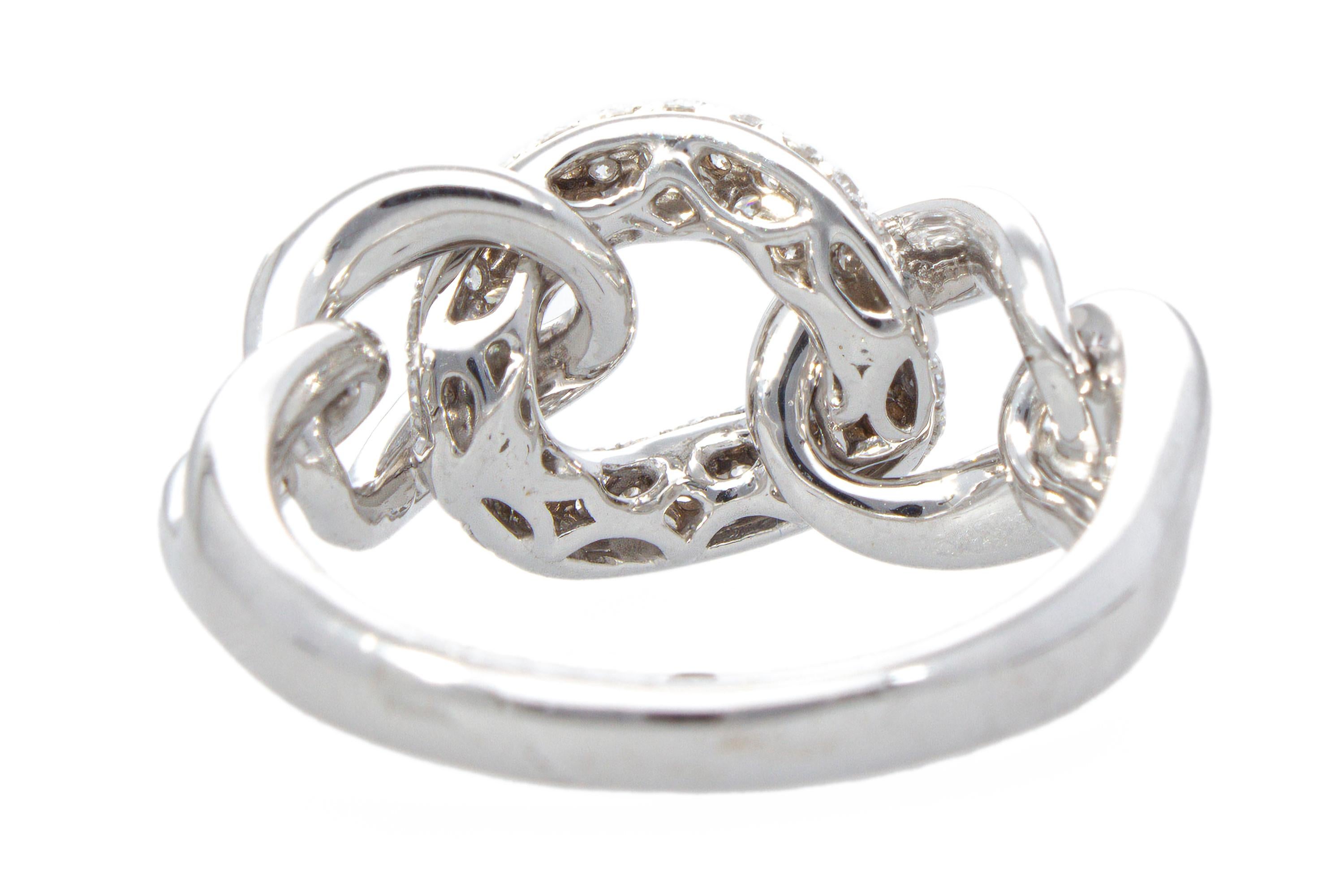 Ring with 0.52 ct of Diamonds on a Groumette Chain link 18 Kt Gold Made in Italy For Sale 1