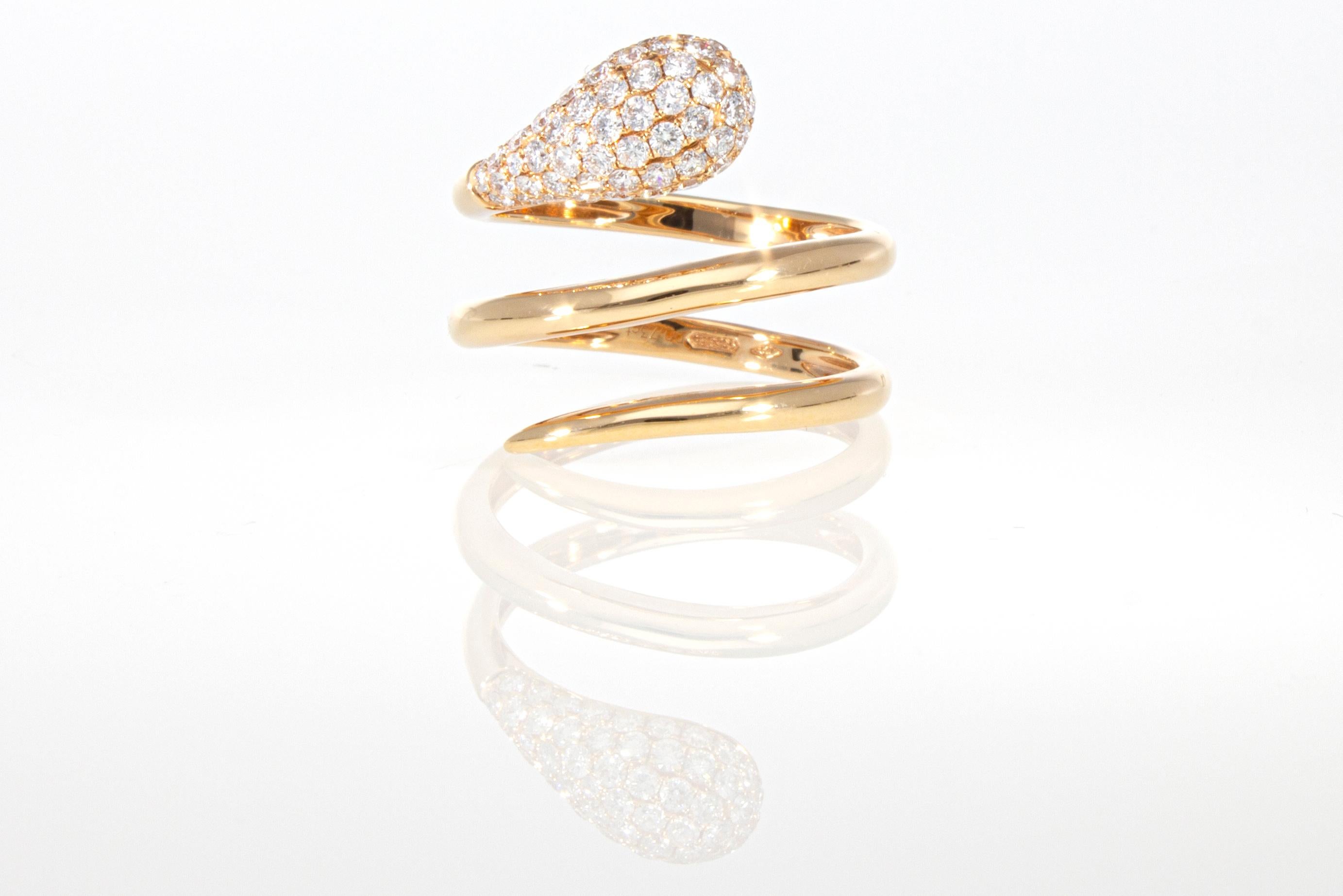 Ring mit 0,73 Karat Diamanten, Schlangenmodell aus 18 Karat Gold im Zustand „Neu“ im Angebot in Rome, IT