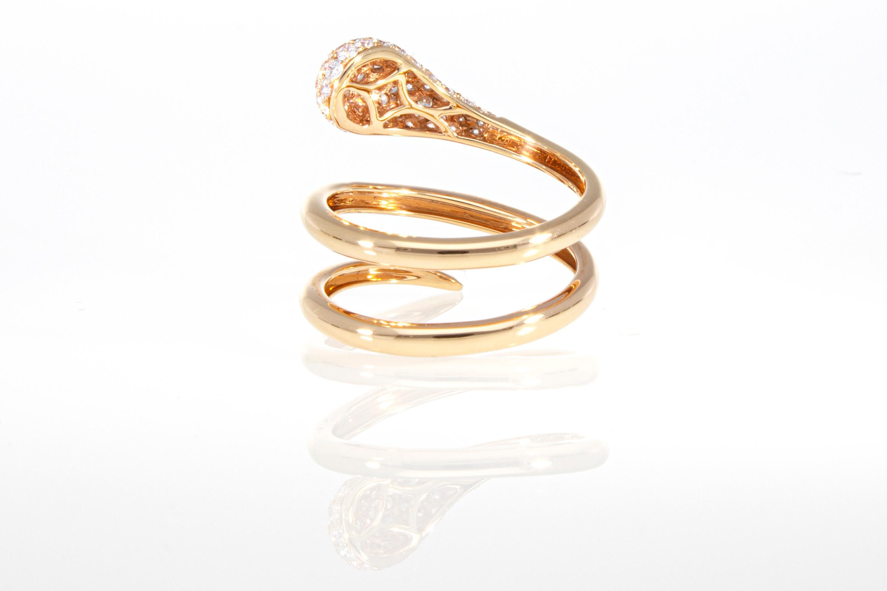 Ring with 0.73 Ct of Diamonds, 18Kt Gold Snake Model For Sale 1