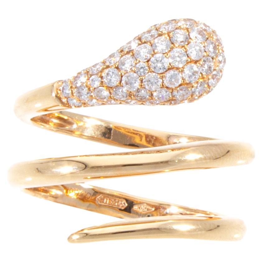 Ring with 0.73 Ct of Diamonds, 18Kt Gold Snake Model For Sale