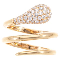 Ring with 0.73 Ct of Diamonds, 18Kt Gold Snake Model