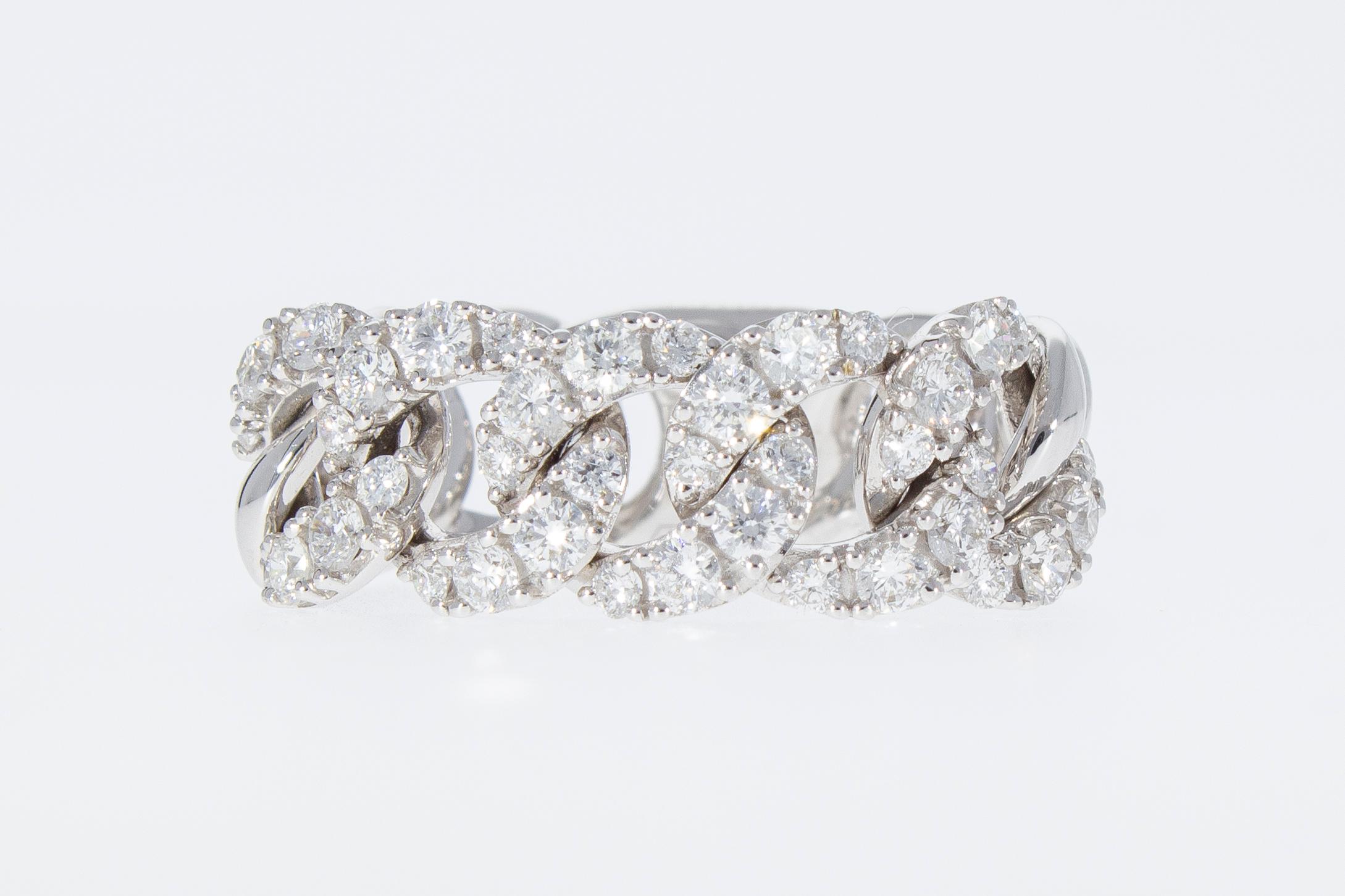 Modern Ring with 0.90 Ct of Diamonds, Groumette Model 18 Kt For Sale