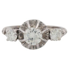 Ring with 3 Brilliants Total Approx. 0.80 Ct