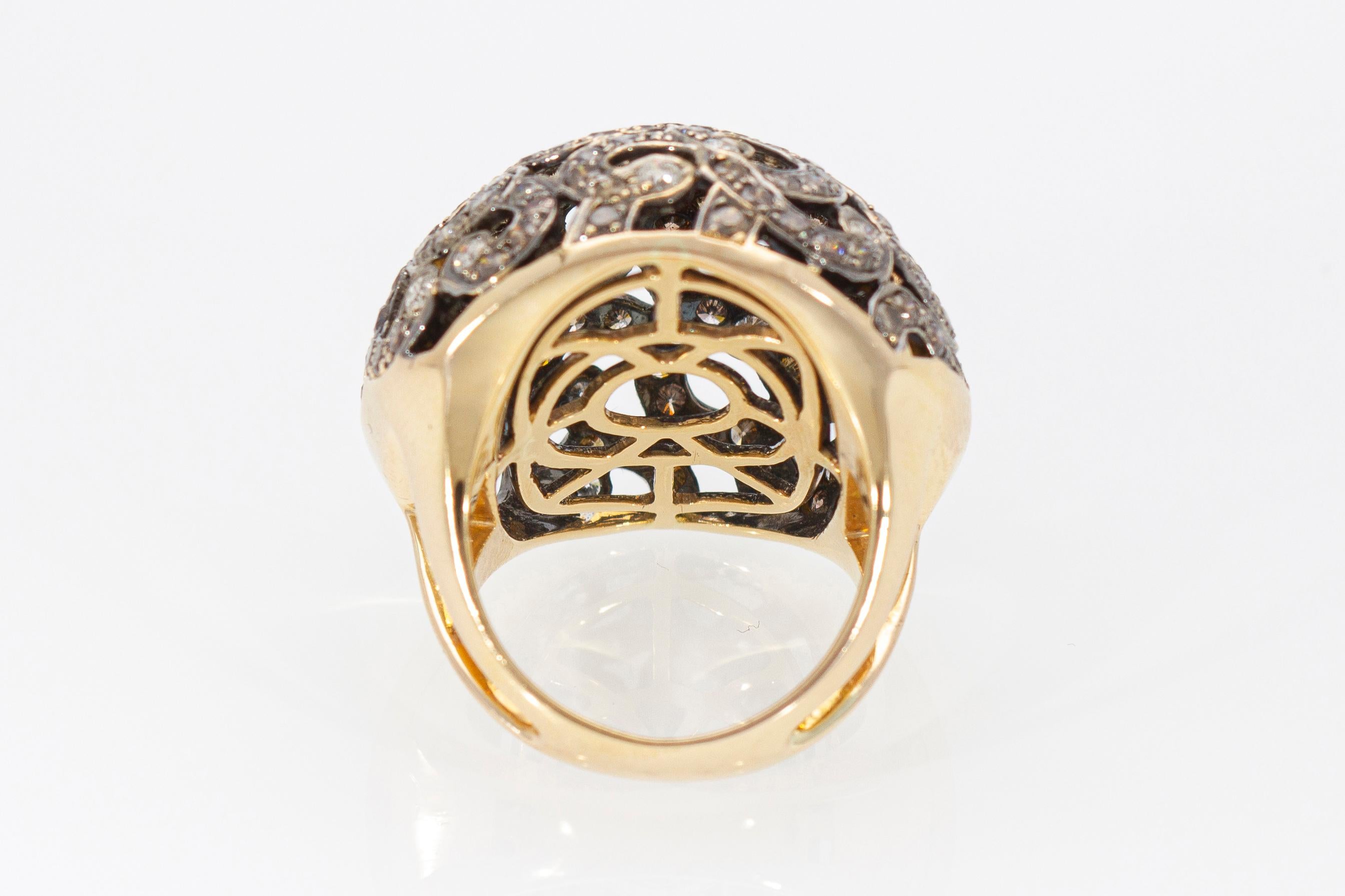 Ring with 3.20ct of Brown Diamonds and 0.85ct of White Diamonds, Gold 18 Karat For Sale 7
