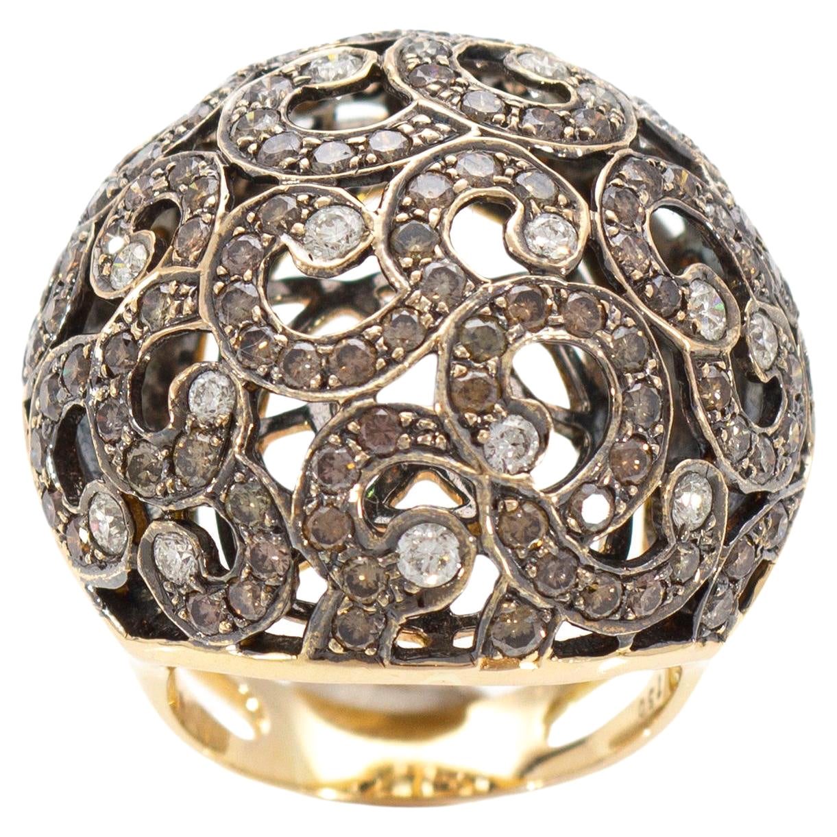 Bague avec 3,20ct de diamants Brown et 0,85ct de diamants blancs, or 18 carats