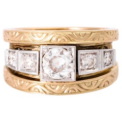 Vintage Ring with 5 Diamonds Total Approx. 1.4 Ct,