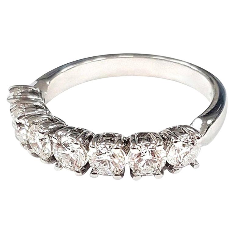 21st Century 18 Karat White Gold Seven Diamonds Anniversary Stackable Ring For Sale