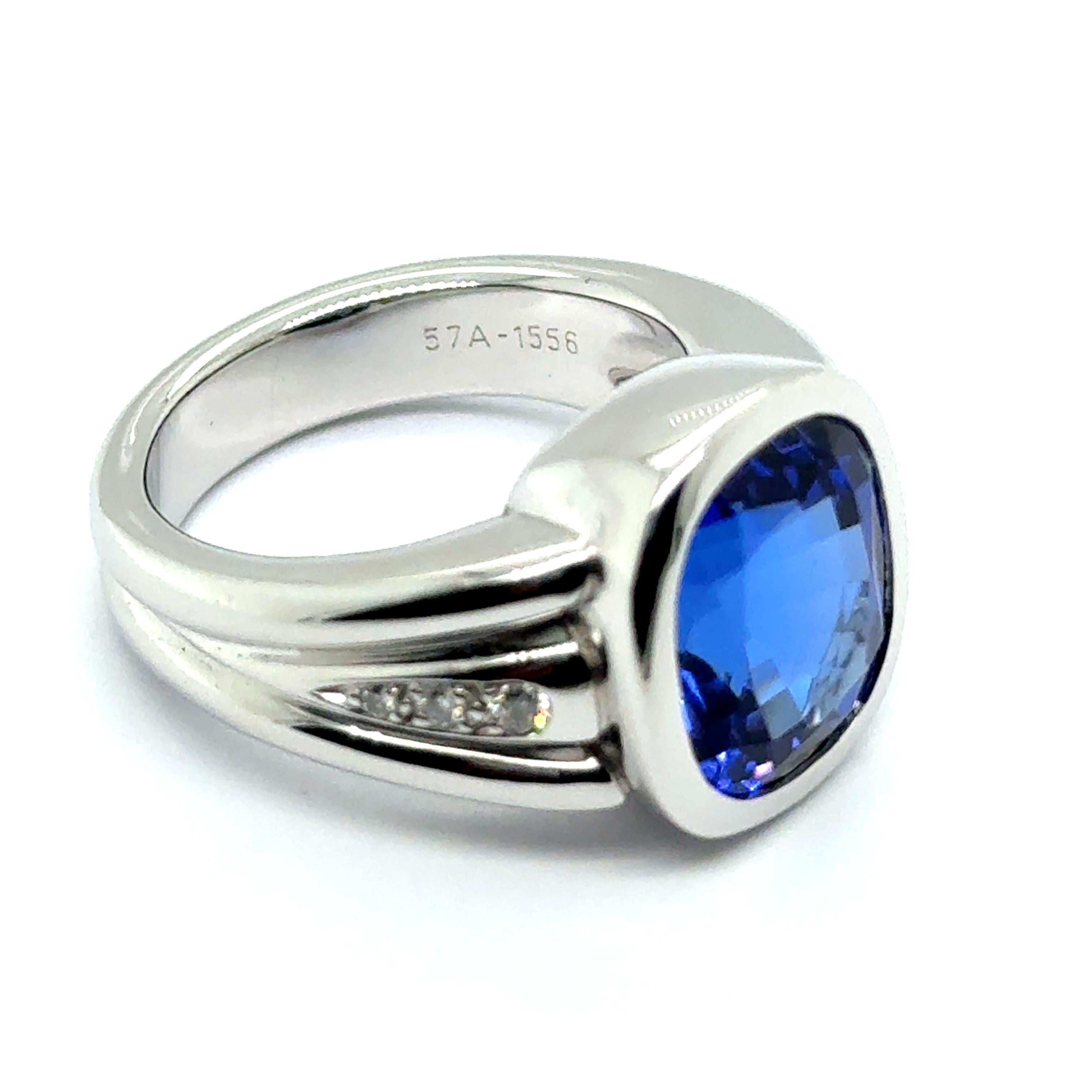 Ring mit 7,01 Karat Tansanit mit Diamanten aus 18 Karat Weißgold im Angebot 6