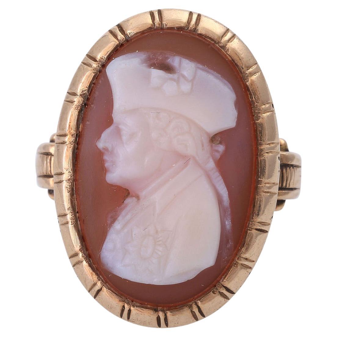 Ring with a layered stone cameo "Frederick the Great" in profile, For Sale