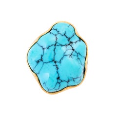Ring mit türkisfarbener Matrix in Barockform,