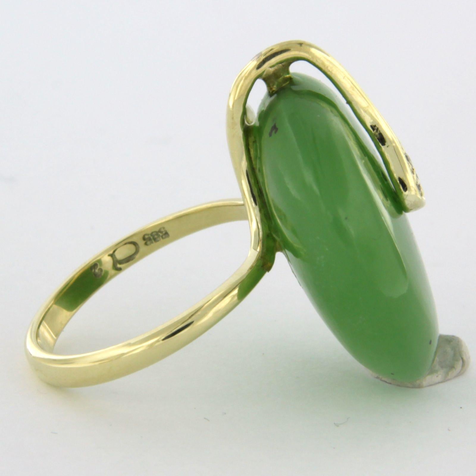 Ring with agate and diamonds 14k yellow gold 1