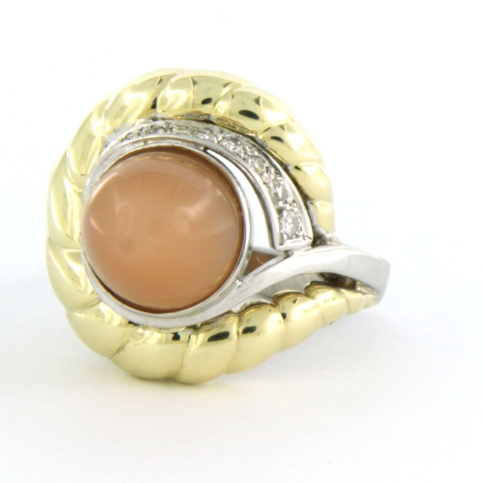 Bague bicolore 14 carats avec agate et diamants taille unique jusqu'à 0,05 carat Excellent état - En vente à The Hague, ZH