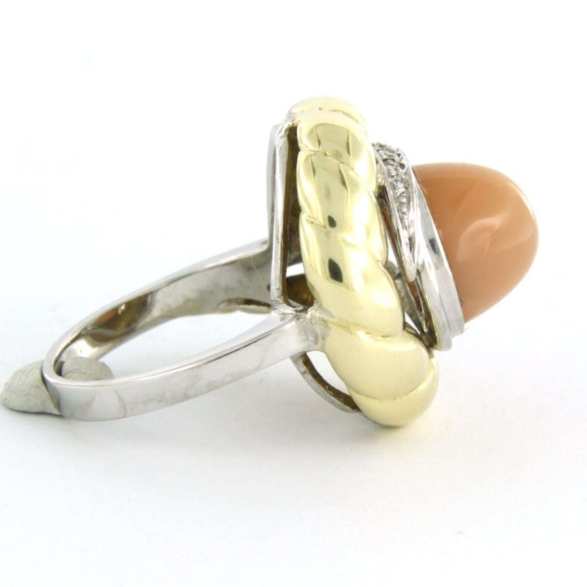 Modern Ring with agate and single cut diamonds up to 0.05ct 14k gold 8.5 grams For Sale