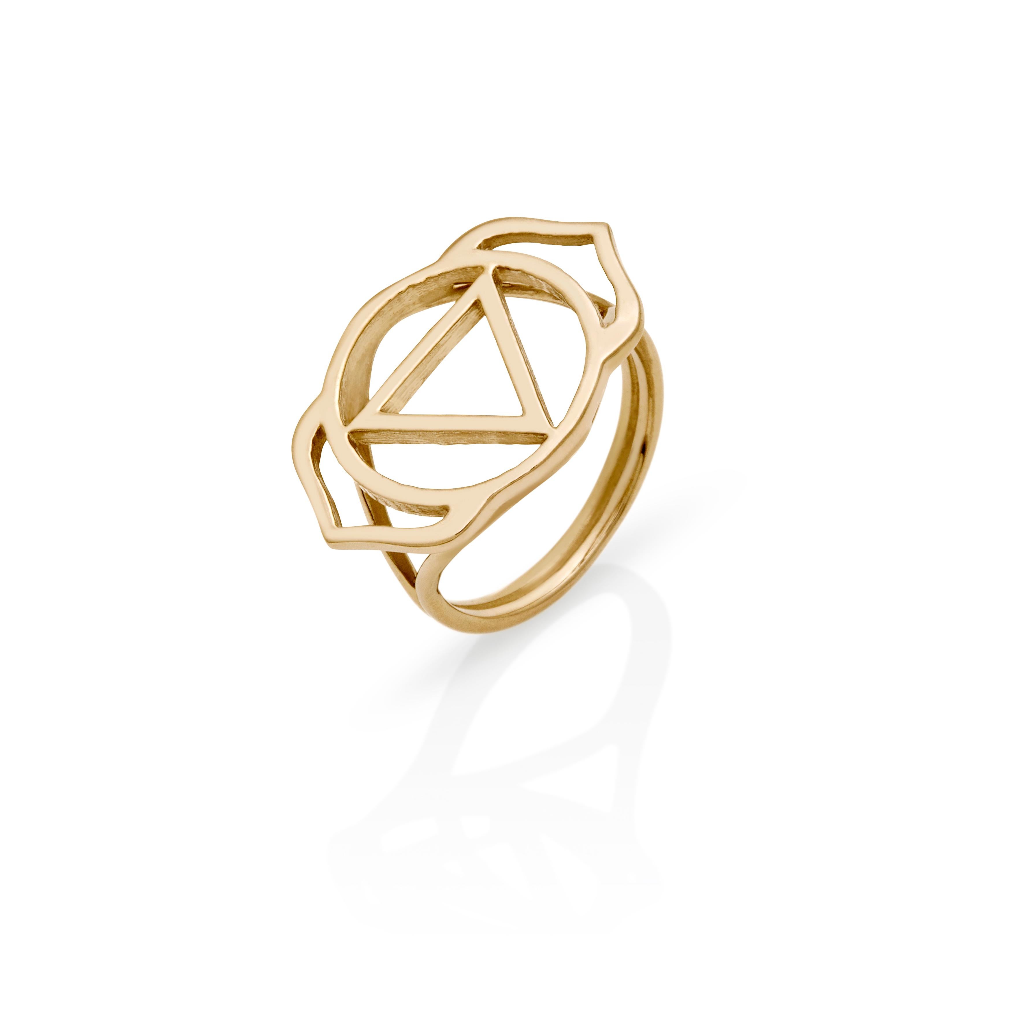 For Sale:  Handcrafted Yoga Ring with the Ajna Third Eye Chakra in 14Kt Gold 2