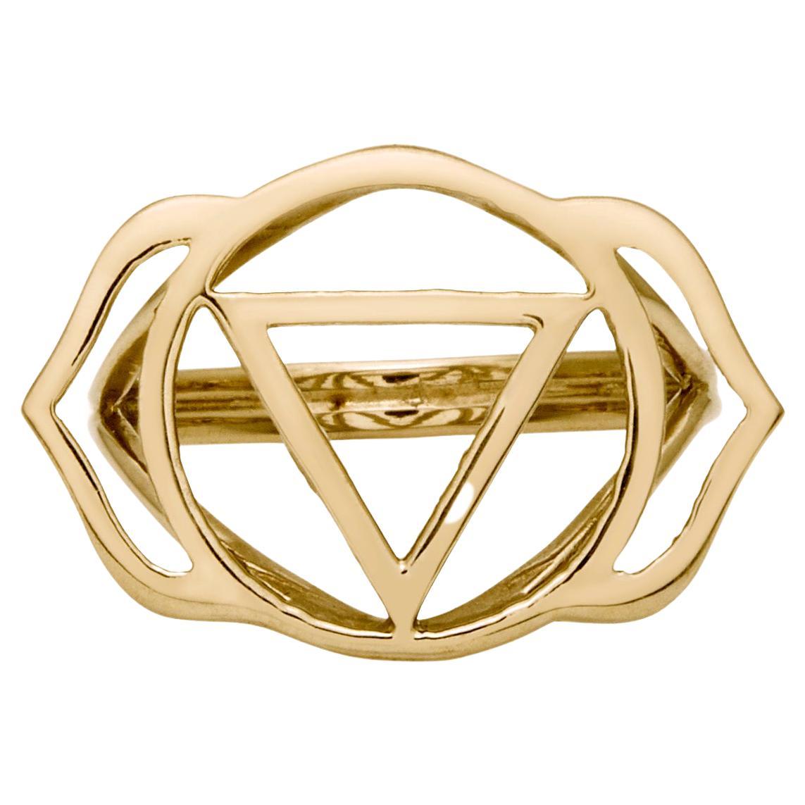 For Sale:  Handcrafted Yoga Ring with the Ajna Third Eye Chakra in 14Kt Gold