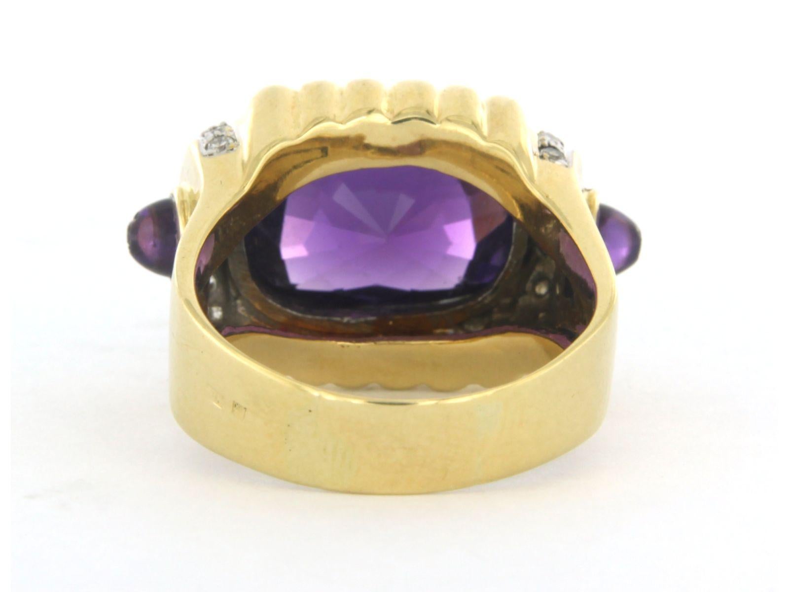 Anello con ametista e diamanti taglio brillante fino a 0,20ct 15,0 grammi oro 18k In condizioni ottime in vendita a The Hague, ZH