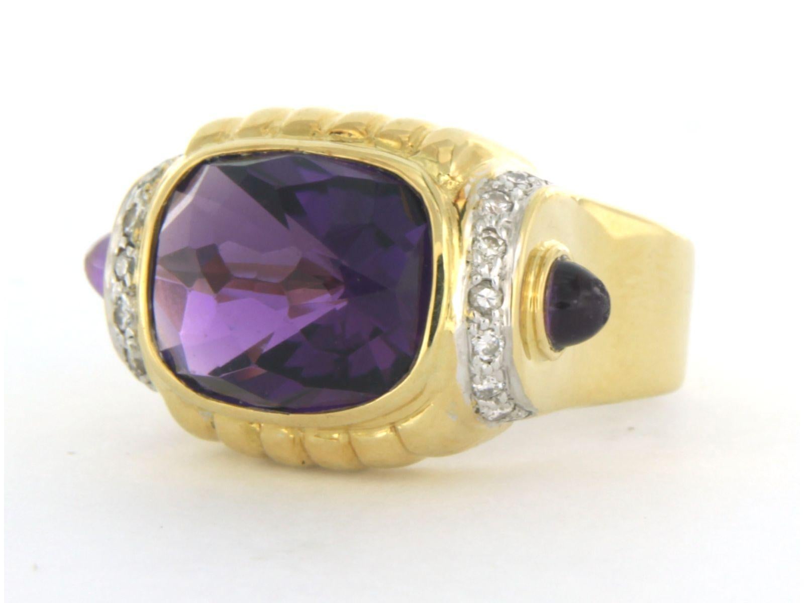 Donna Anello con ametista e diamanti taglio brillante fino a 0,20ct 15,0 grammi oro 18k in vendita