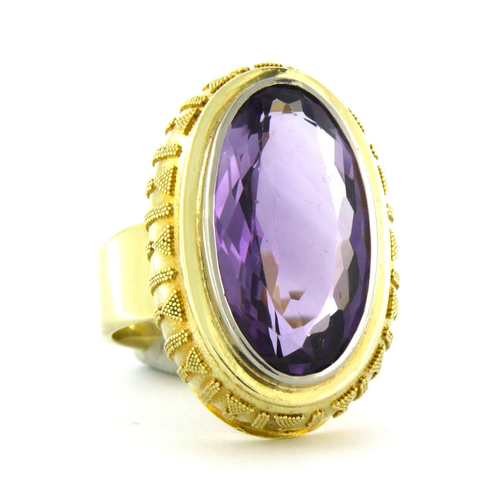 Women's Ring with amethyst 12.8 grams 14k yellow gold For Sale