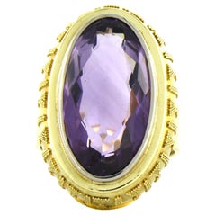 Anello con ametista 12,8 grammi in oro giallo 14k