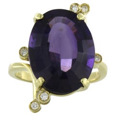 Bague avec améthyste et diamant taille brillant jusqu
à 0,20ct 4,6 grammes Or 18k