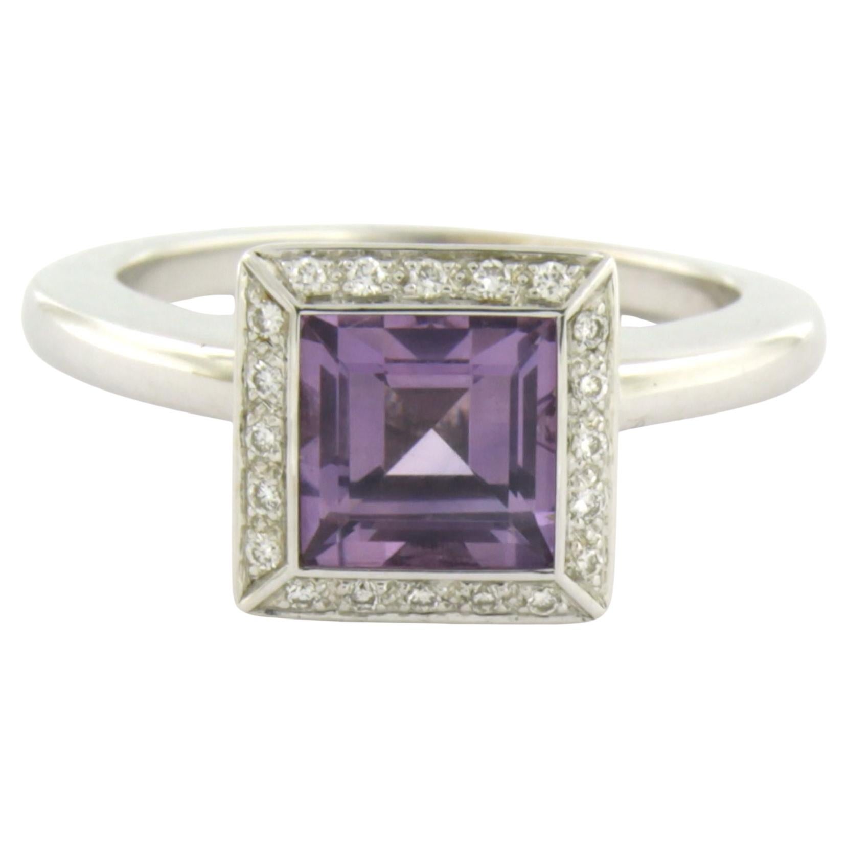 Ring mit Amethyst und Diamanten im Brillantschliff bis zu 0,10ct 8,7 Gramm 18k Gold im Angebot