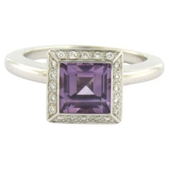 Ring mit Amethyst und Diamanten im Brillantschliff bis zu 0,10ct 8,7 Gramm 18k Gold