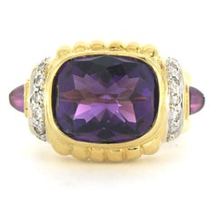 Ring with amethyst and brilliant cut diamonds up to 0.20ct 15.0 grams 18k gold