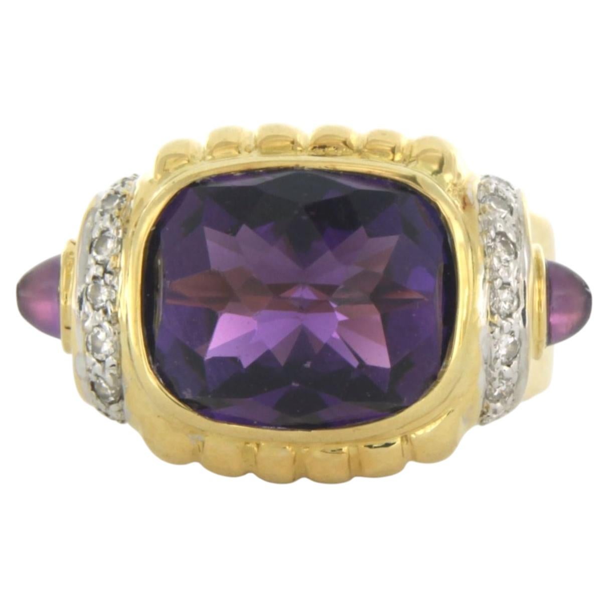 Ring mit Amethyst und Diamanten im Brillantschliff bis zu 0,20ct 15,0 Gramm 18k Gold