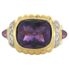 Ring mit Amethyst und Diamanten im Brillantschliff bis zu 0,20ct 15,0 Gramm 18k Gold