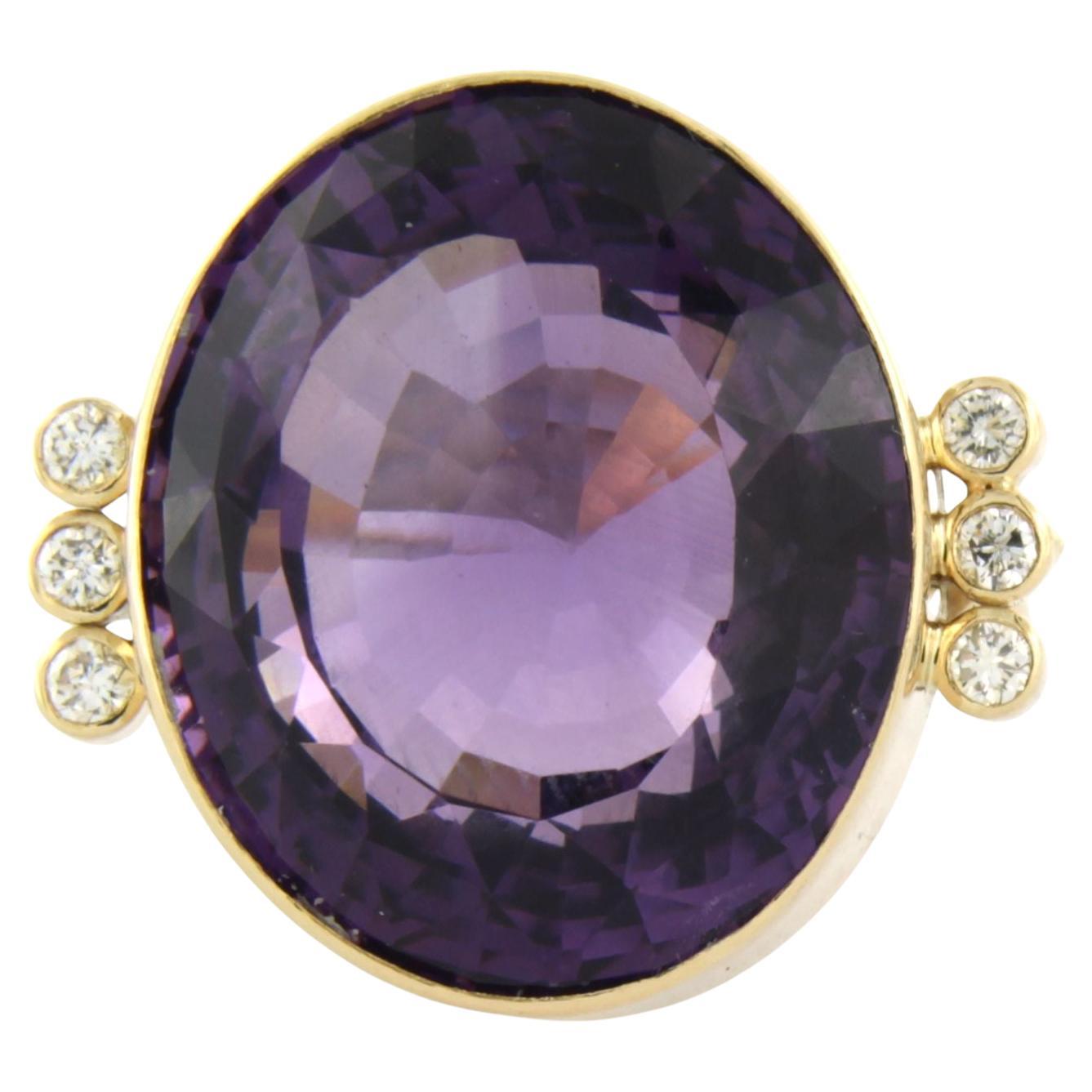 Ring mit Amethyst und Diamanten im Brillantschliff bis zu 0,25 Karat 14k Gelbgold