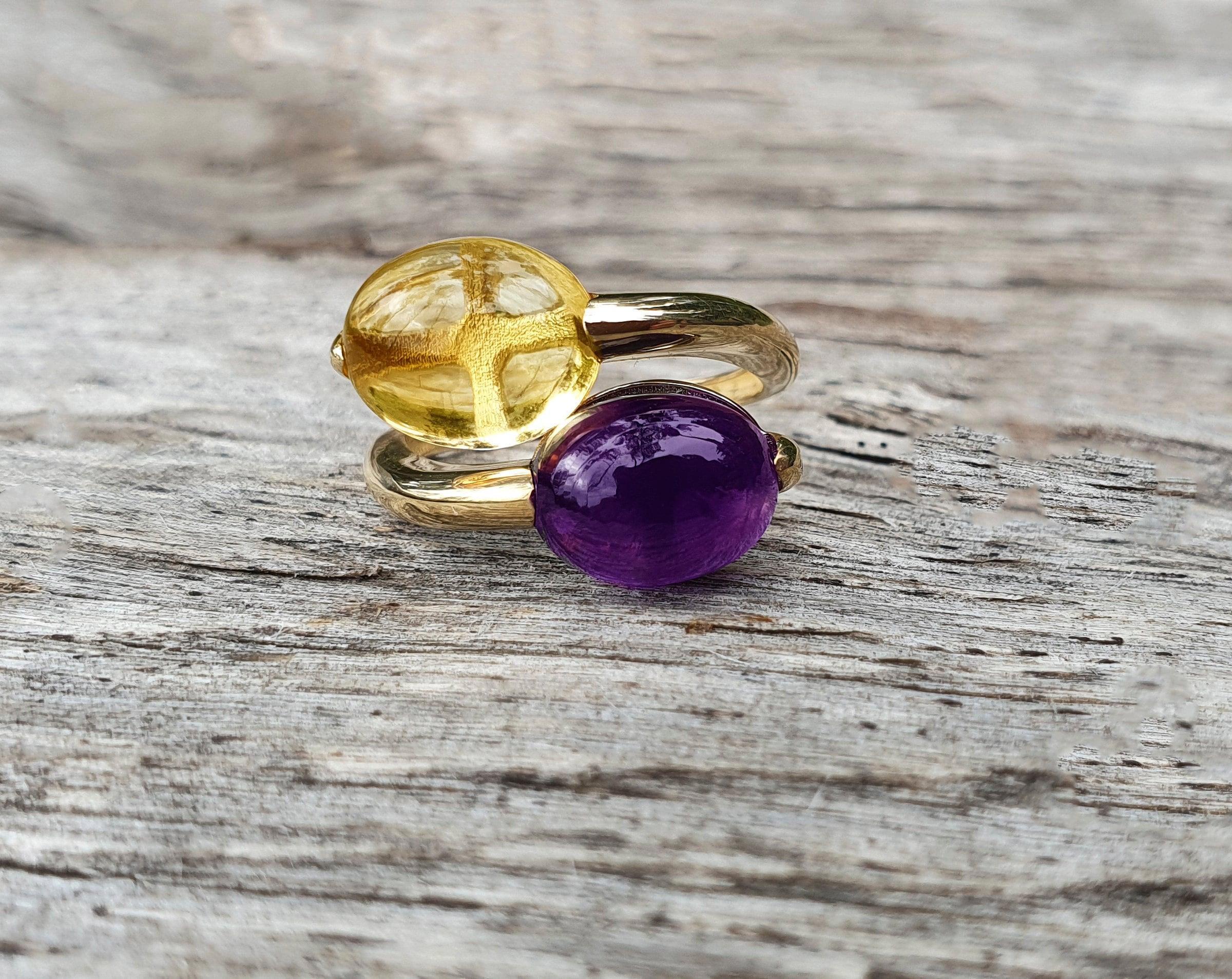 in vendita:  Anello con cabochon di ametista e citrino 6