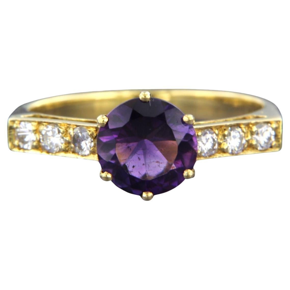 Ring with amethyst and diamonds 18k yellow gold